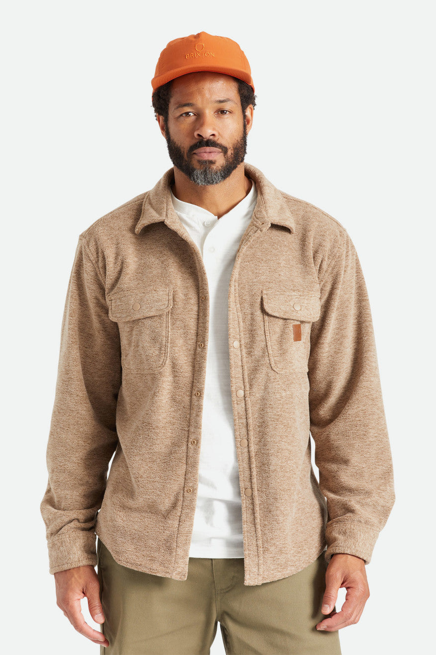 Beige Brixton Bowery L/S Arctic Stretch Fleece Men's Flannels | 042578EFJ