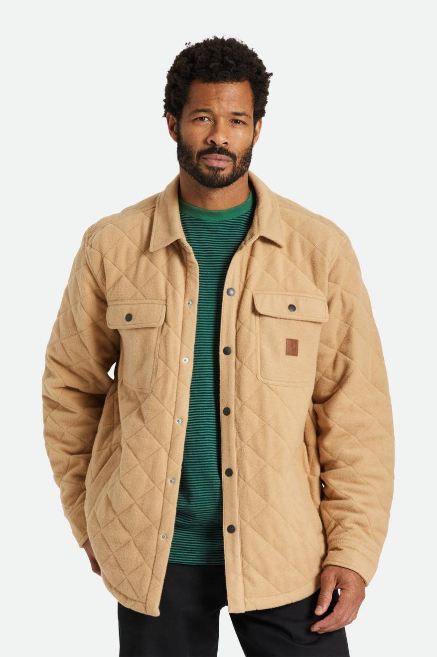 Beige Brixton Cass Quilted Fleece Men's Jackets | 983425APK