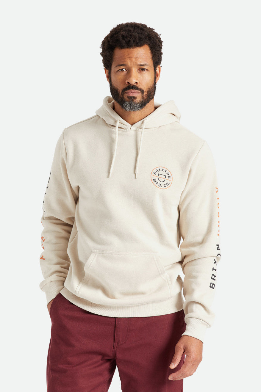 Beige / Orange / Black Brixton Crest Men's Hoodie | 328051FGO