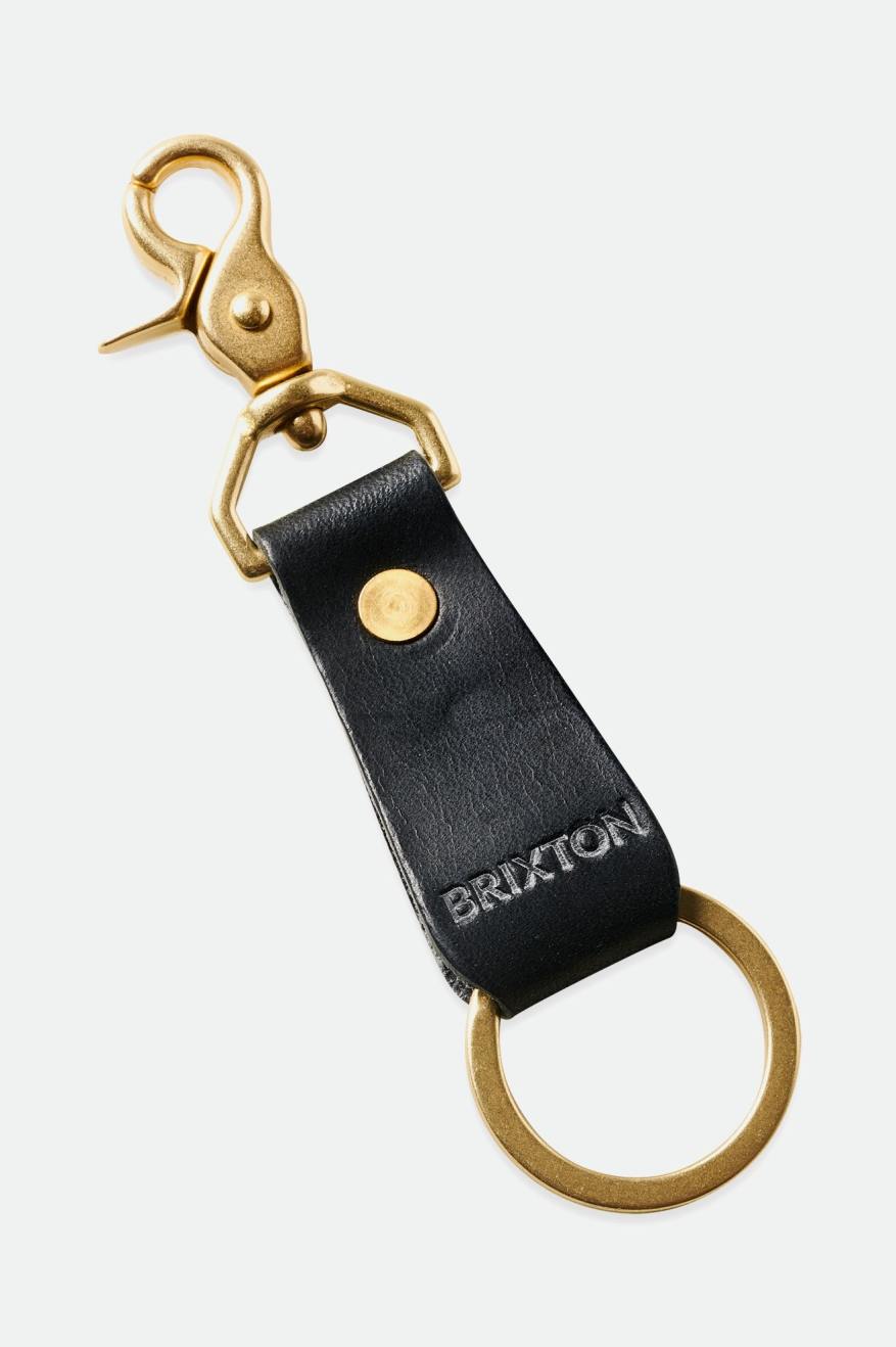 Black Brixton Artifact Leather Key Clip Unisex Accessories | 752198LPN