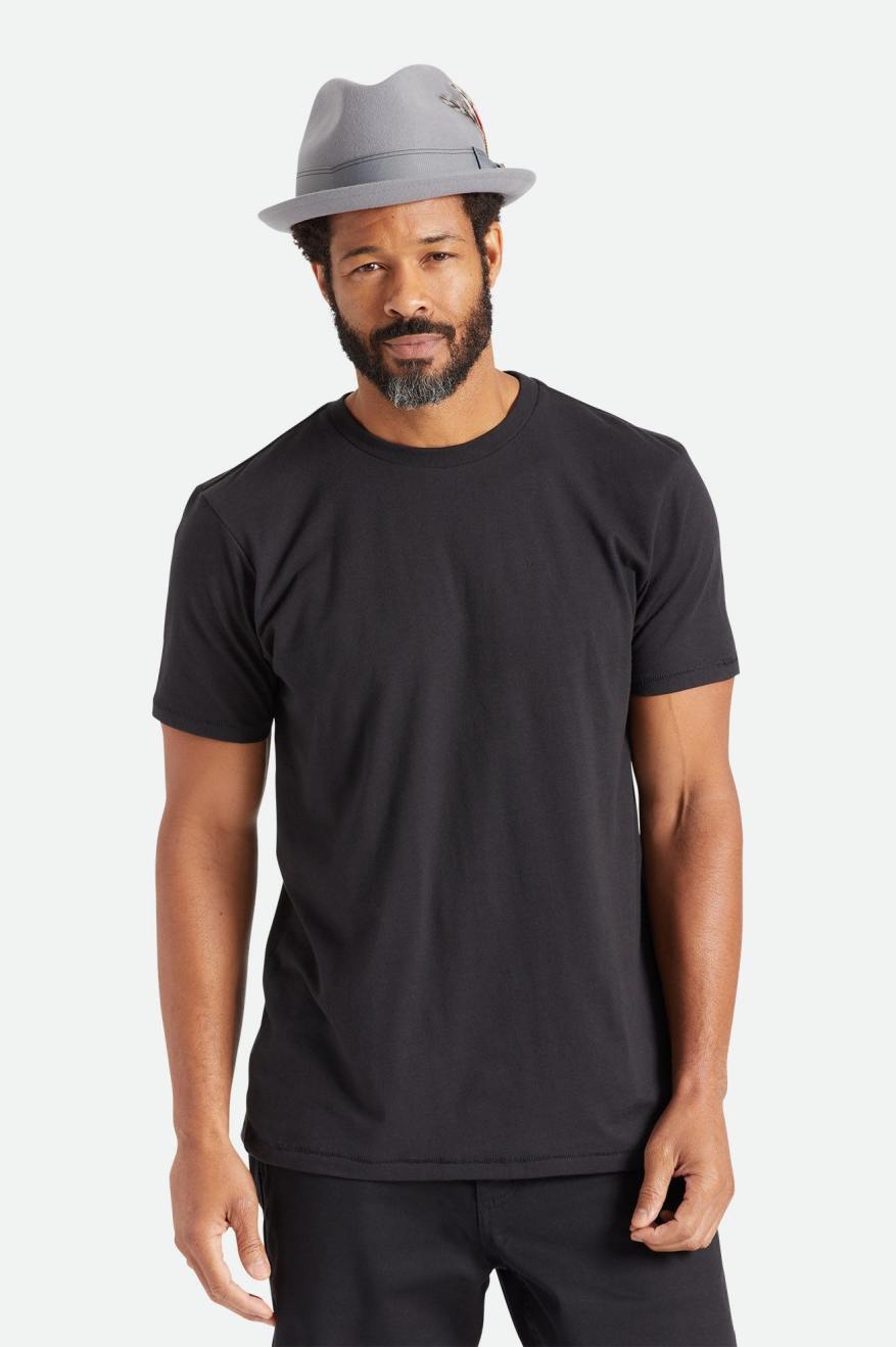 Black Brixton Basic S/S Tailored Men's Tops | 748516YIC