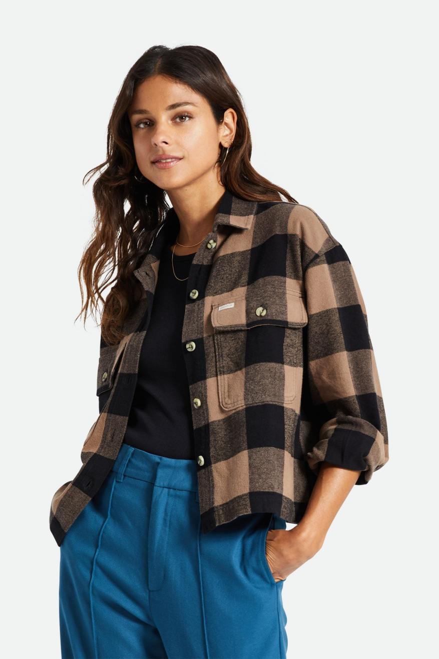 Black Brixton Bowery L/S Women's Flannels | 260134JQV