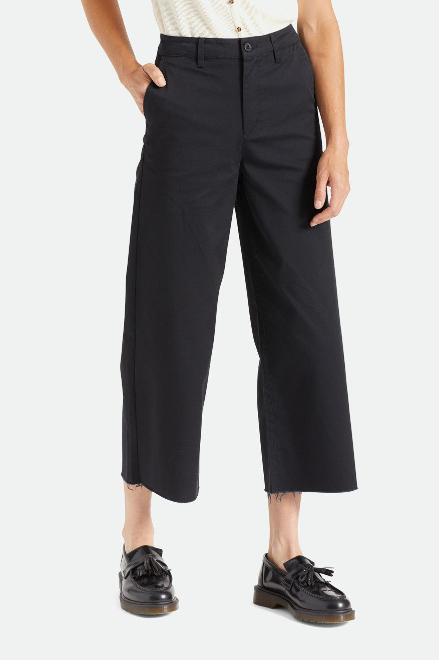 Black Brixton Victory Wide Leg Women's Bottoms | 865042LHD