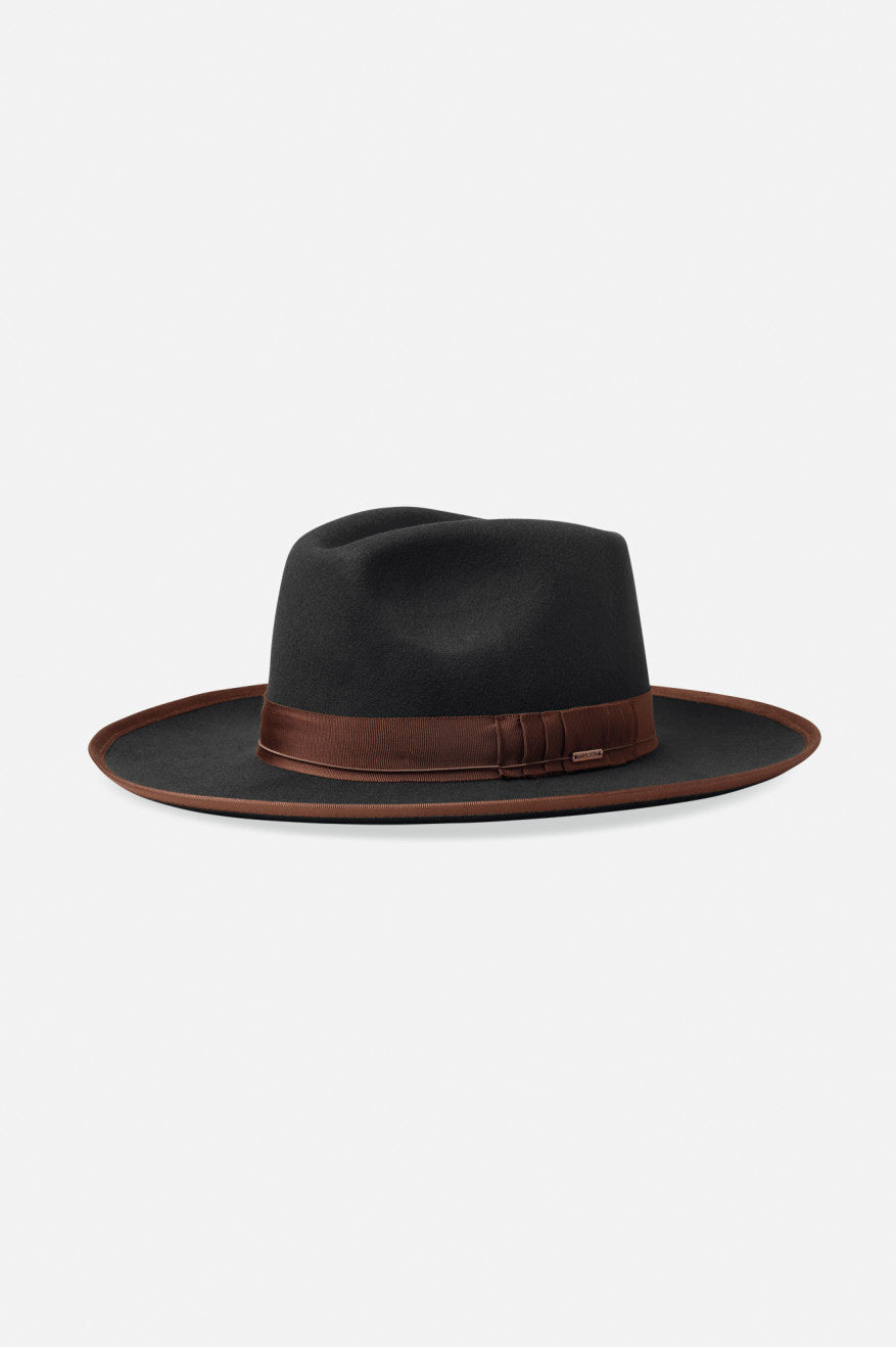 Black / Brown Brixton Reno Fedora Women's Fedoras | 840237HAC