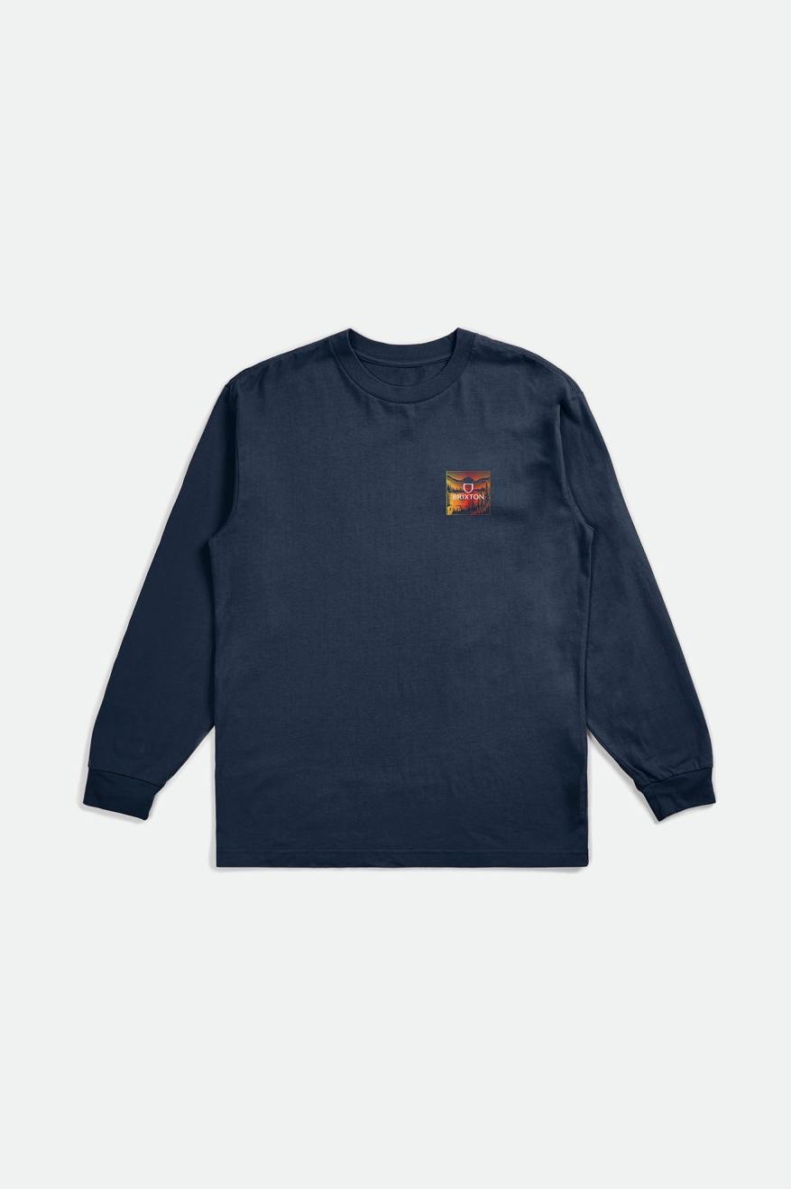 Blue Brixton Alpha Square L/S Standard Men's Tops | 792458CQY