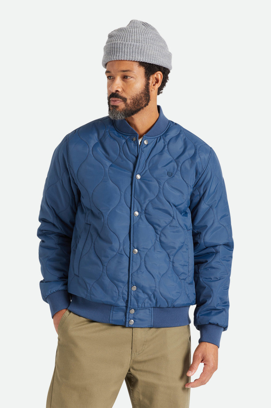 Blue Brixton Dillinger Quilted Bomber Men's Jackets | 238074NUM