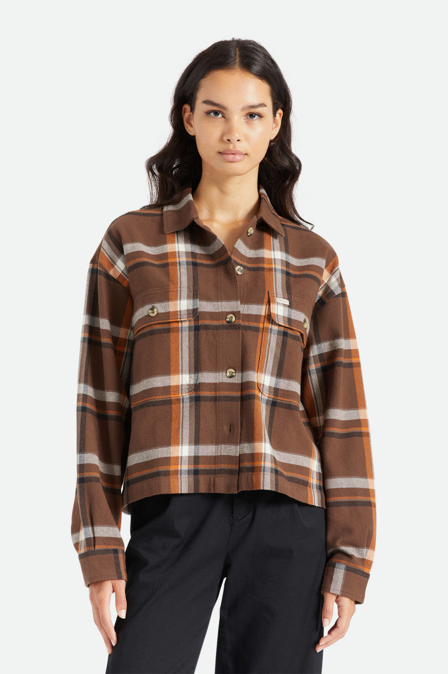 Brown Brixton Bowery L/S Women's Flannels | 174582SFI