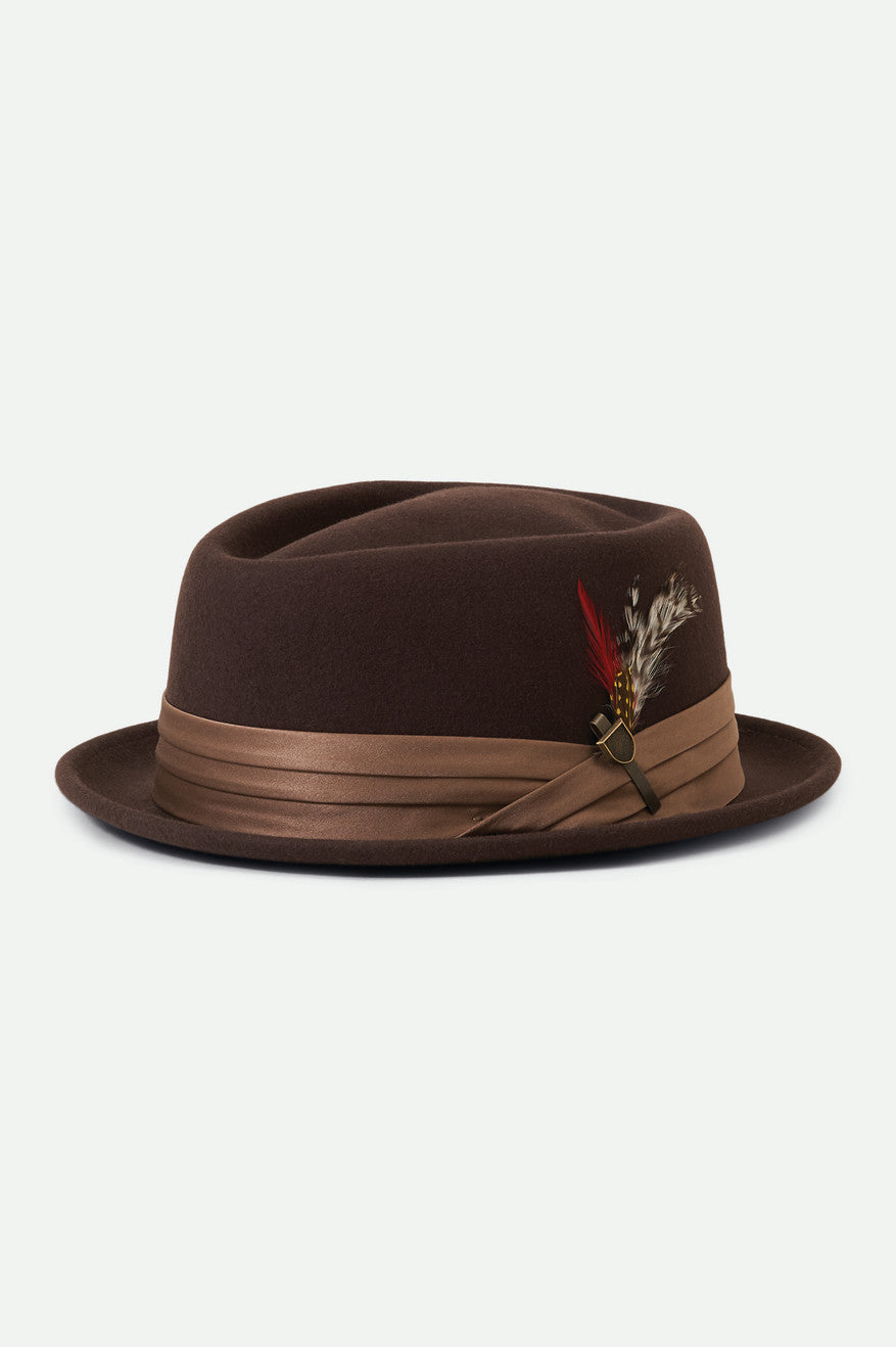 Brown Brixton Stout Pork Pie Men's Hats | 316492FKP