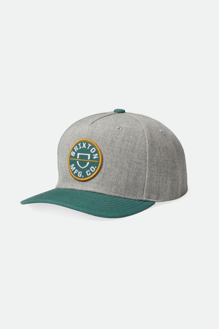 Dark Grey / Dark Green Brixton Crest C MP Men's Caps | 493620FRQ