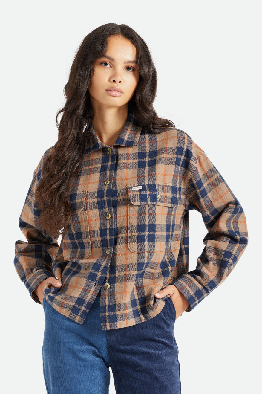 Deep Green Brixton Bowery L/S Women's Flannels | 630974VMC