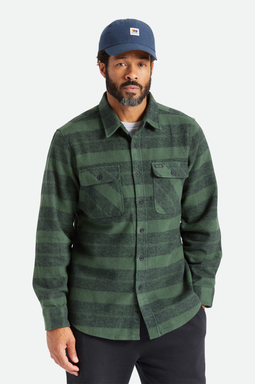 Green Brixton Bowery Heavy Weight L/S Men's Wovens | 870543PJM