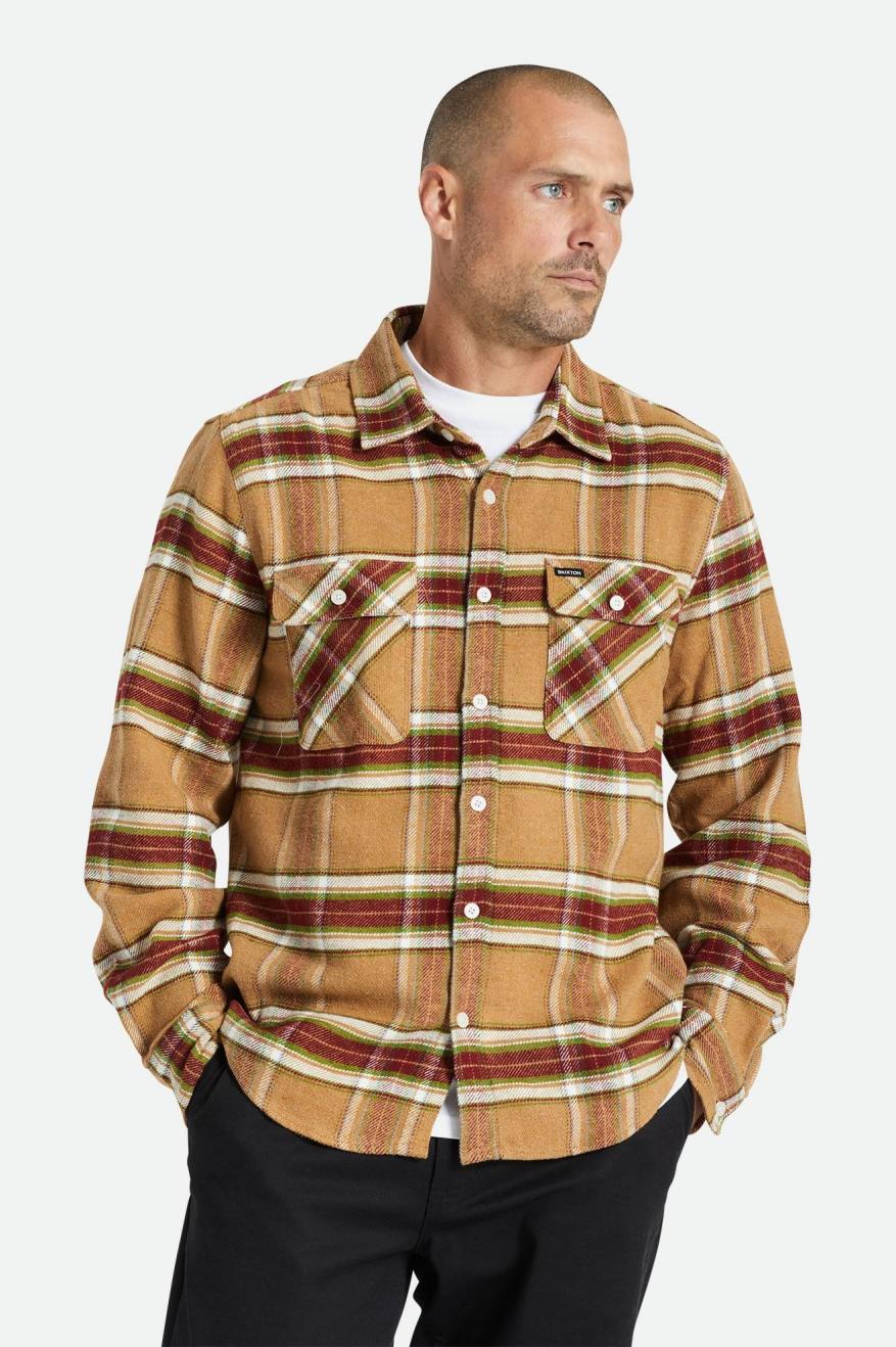 Light Brown Brixton Bowery L/S Men's Flannels | 921875YSX