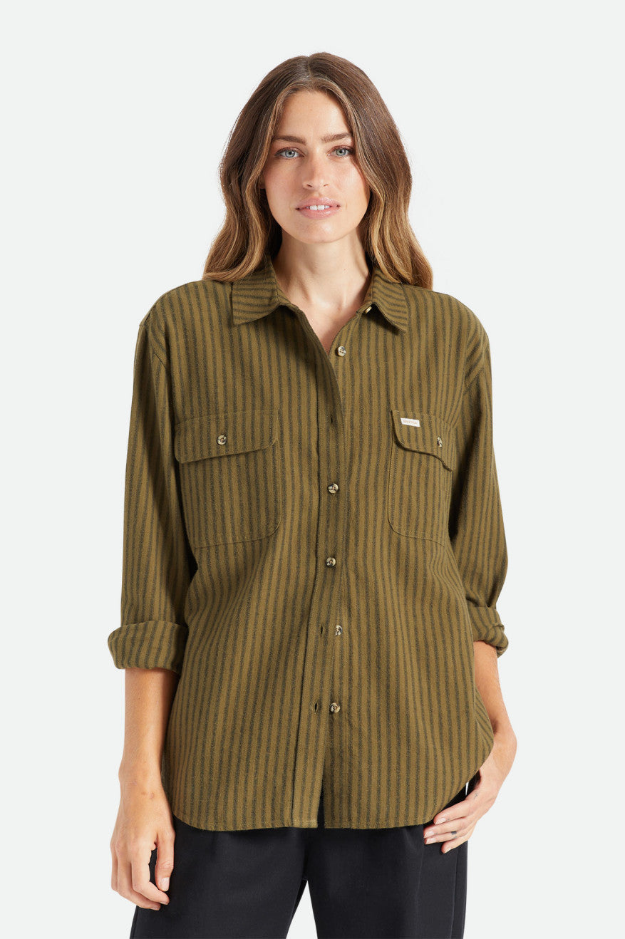 Olive Brixton Bowery Boyfriend L/S Women's Tops | 209457BTX