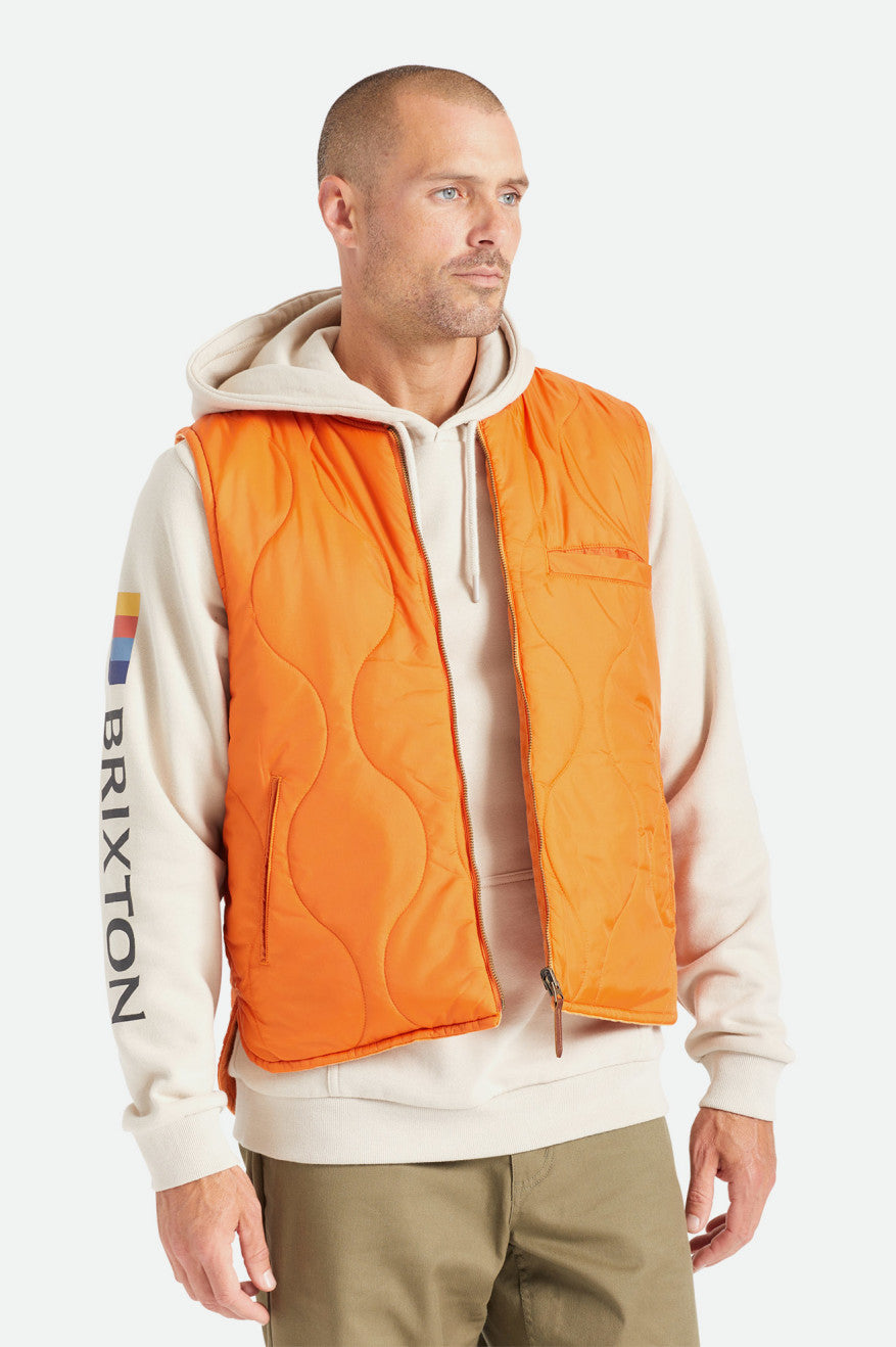 Orange Brixton Abraham Reversible Vest Men's Jackets | 902136YRE