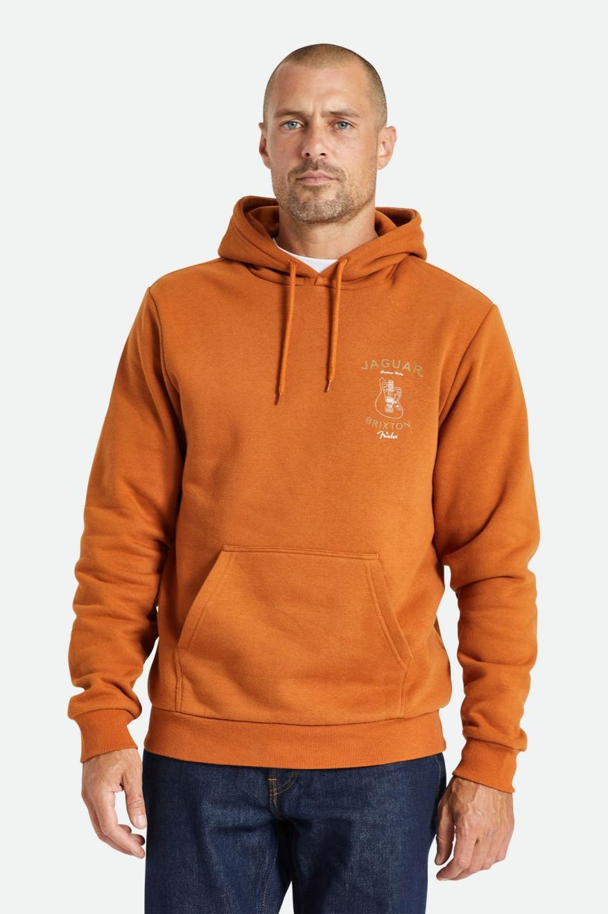 Orange Brixton Fender Jaguar Claws Men's Hoodie | 637018ZGR