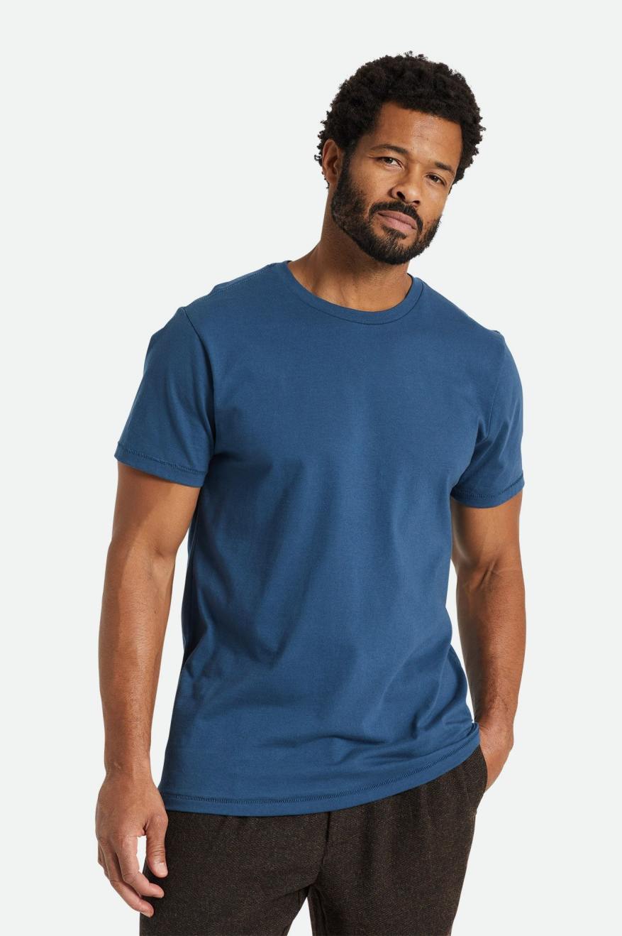 Turquoise Brixton Basic S/S Tailored Men's Tops | 670893EXU