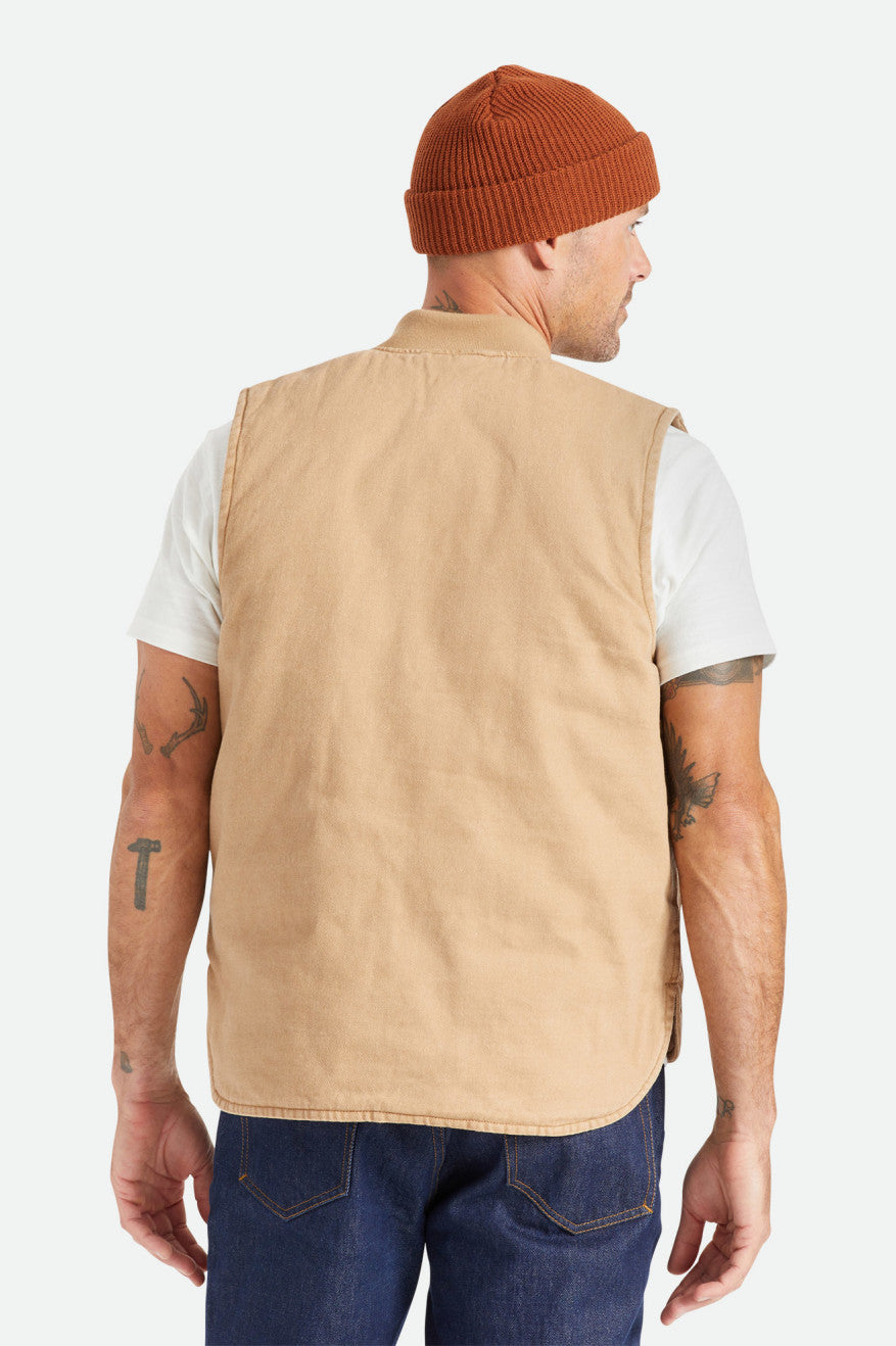 Beige Brixton Abraham Reversible Vest Men's Jackets | 317420SLQ