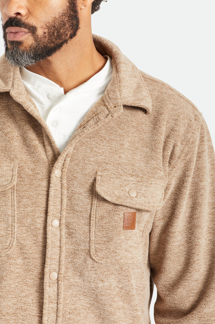 Beige Brixton Bowery L/S Arctic Stretch Fleece Men's Flannels | 042578EFJ