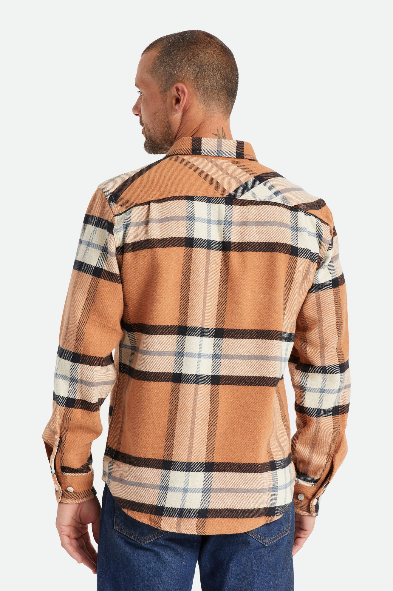 Beige Brixton Bowery L/S Men's Flannels | 069831FIV