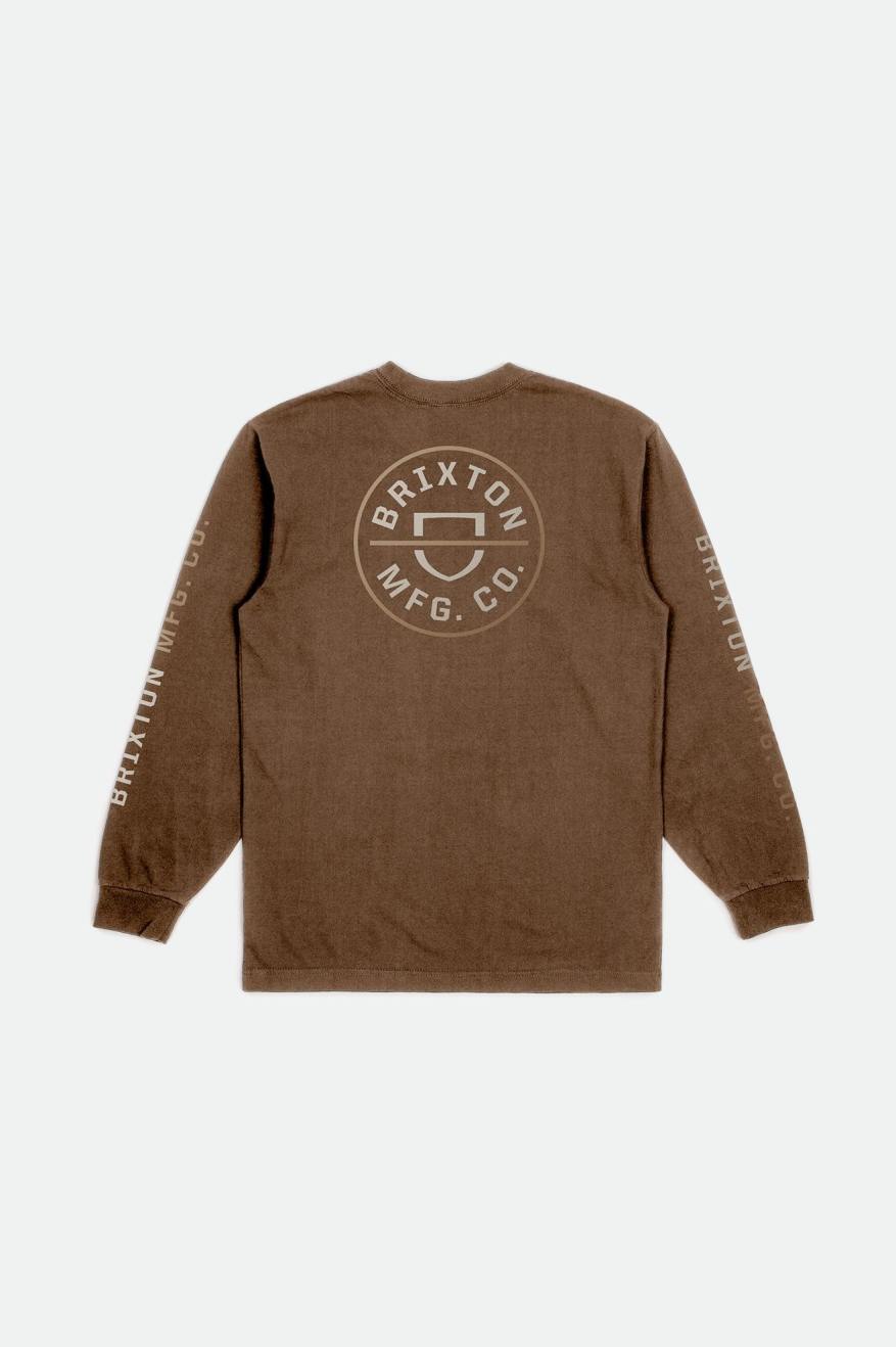 Beige Brixton Crest L/S Standard Men's Tops | 645830VWJ