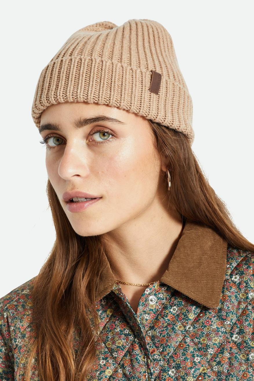 Beige Brixton Heist Reserve Cashmere Women's Beanie | 460512LAP