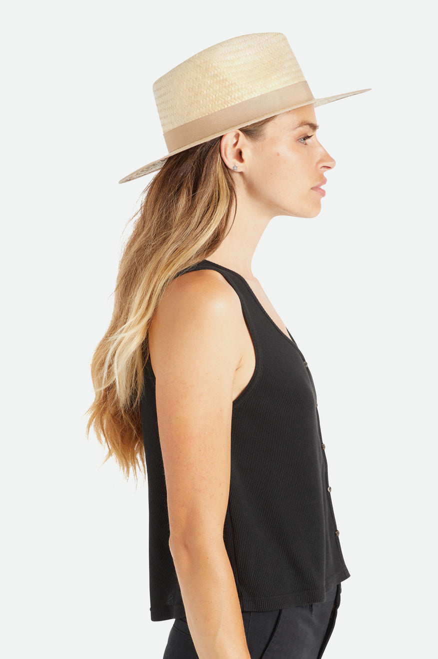 Beige Brixton Jo Short Brim Palmilla Women's Hats | 375640EVR