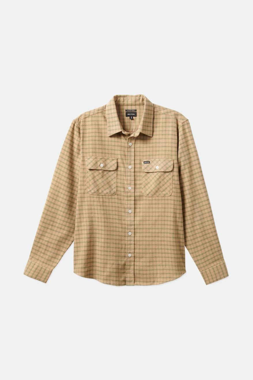 Beige / Olive Brixton Bowery Stretch L/S Utility Men's Flannels | 701986WKI