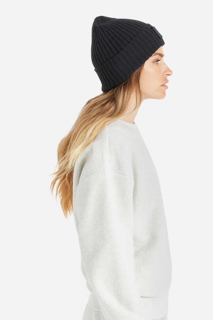 Black Brixton Alpha Square Merino Wool Women's Beanie | 612589STB