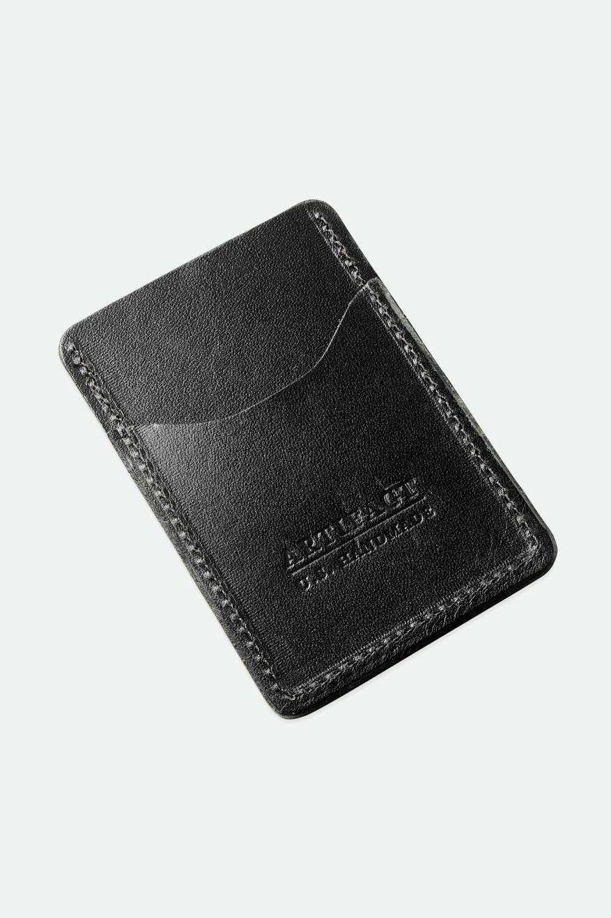 Black Brixton Artifact Leather Card Holder Wallet Unisex Accessories | 270518ZPY