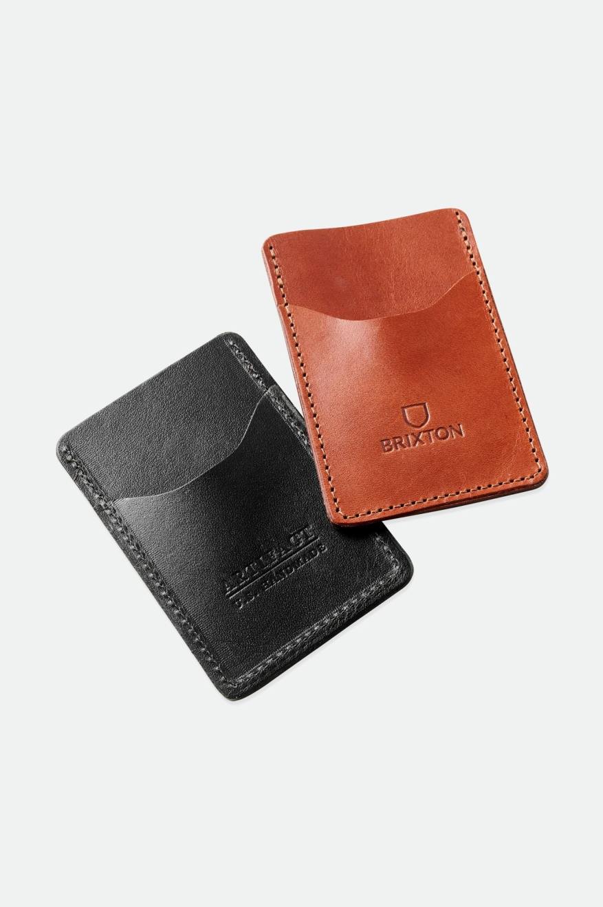 Black Brixton Artifact Leather Card Holder Wallet Unisex Accessories | 270518ZPY