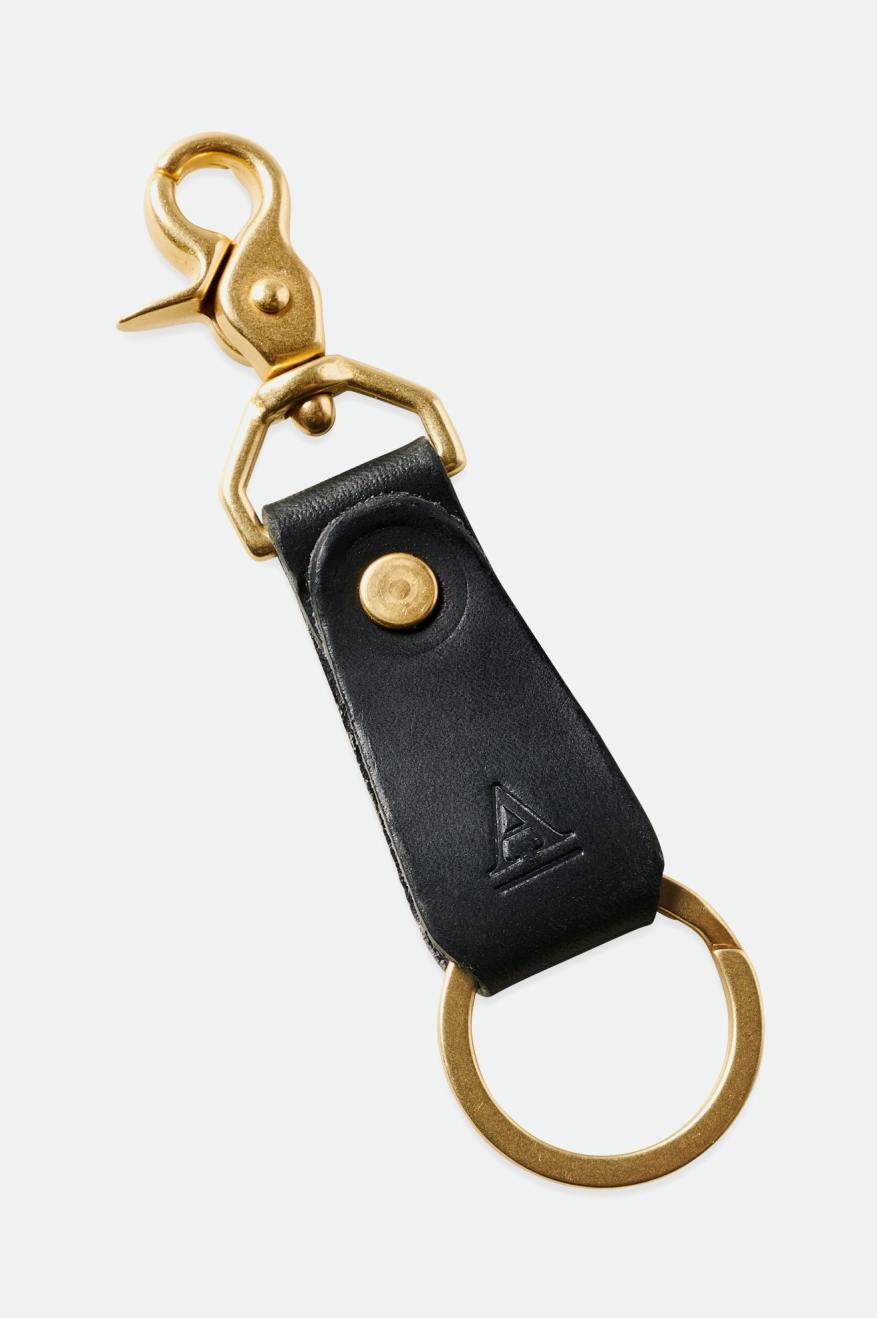 Black Brixton Artifact Leather Key Clip Unisex Accessories | 752198LPN