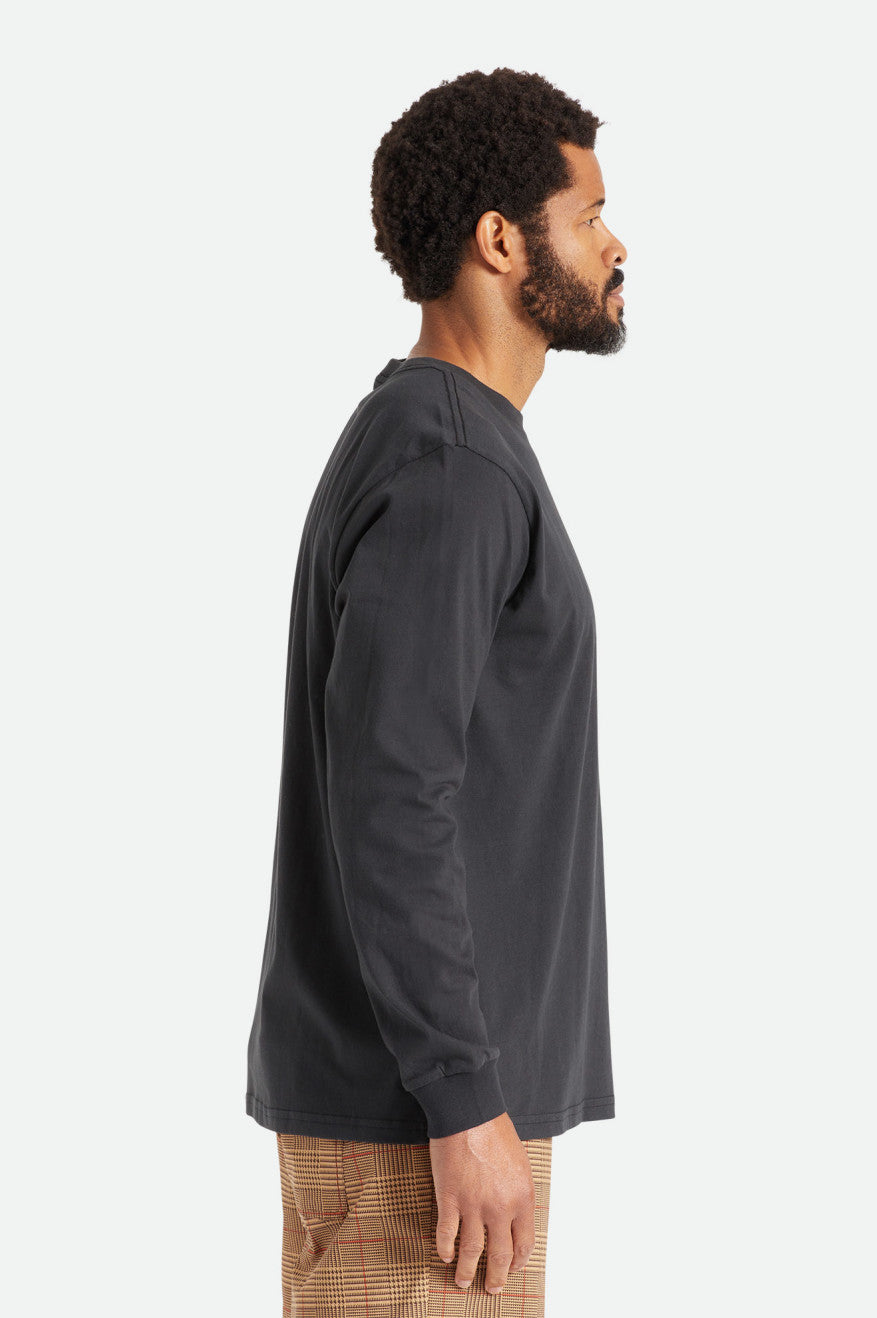 Black Brixton Basic L/S Pocket Men's Tops | 971863KVT