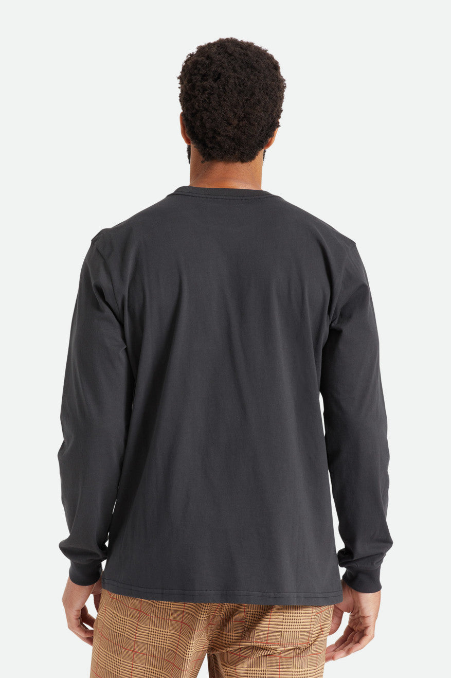 Black Brixton Basic L/S Pocket Men's Tops | 971863KVT