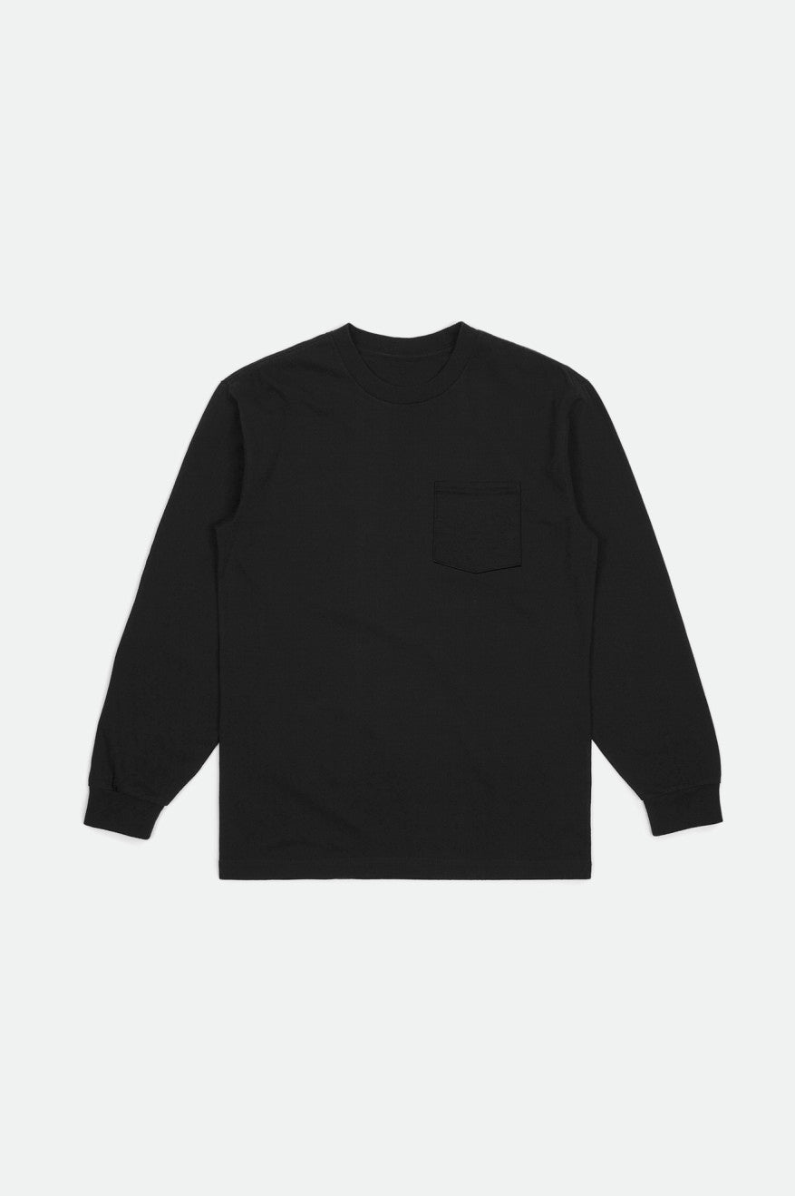 Black Brixton Basic L/S Pocket Men's Tops | 971863KVT