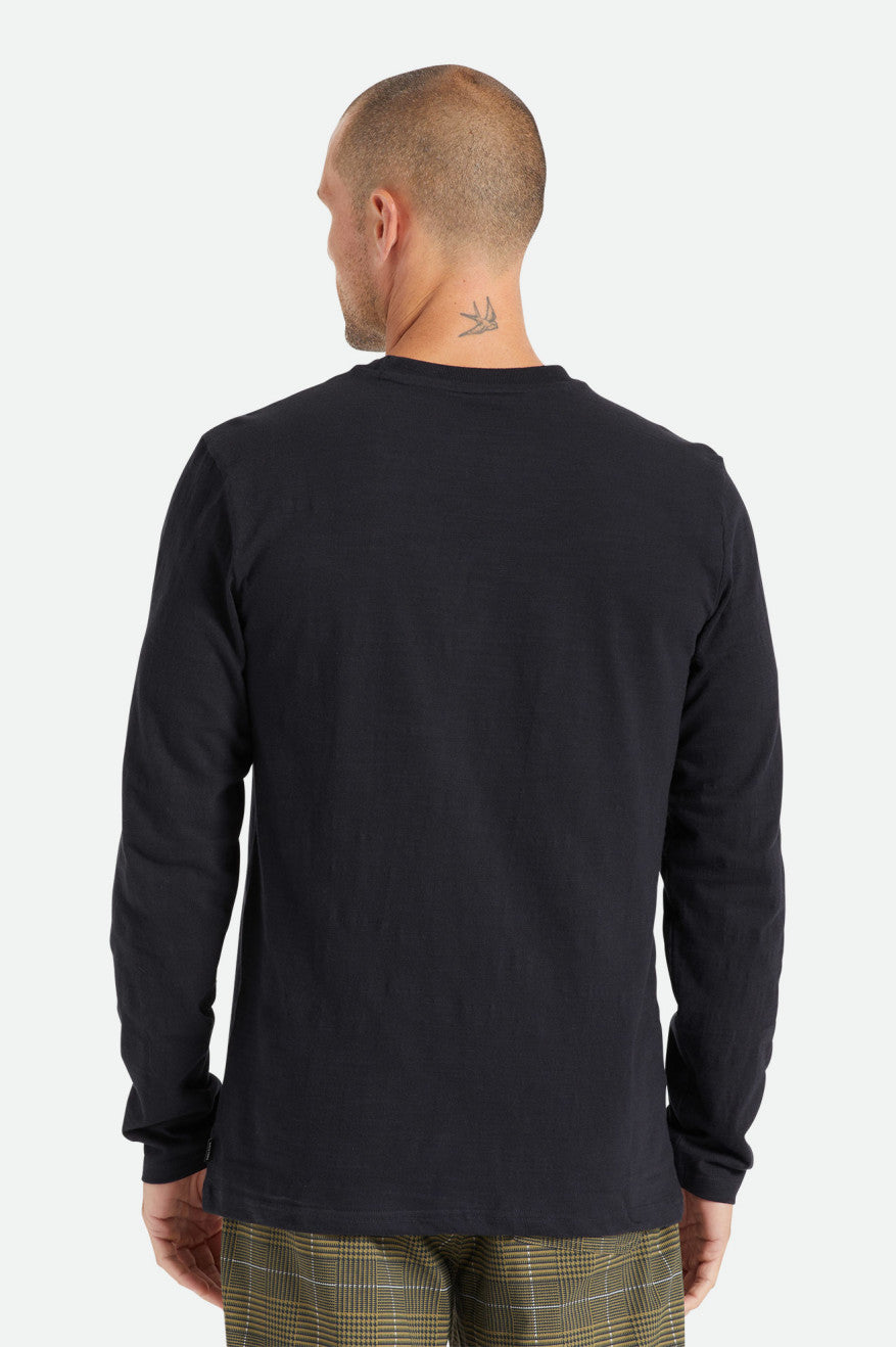 Black Brixton Basic Slub L/S Pocket Men's Knitwear | 183054POV