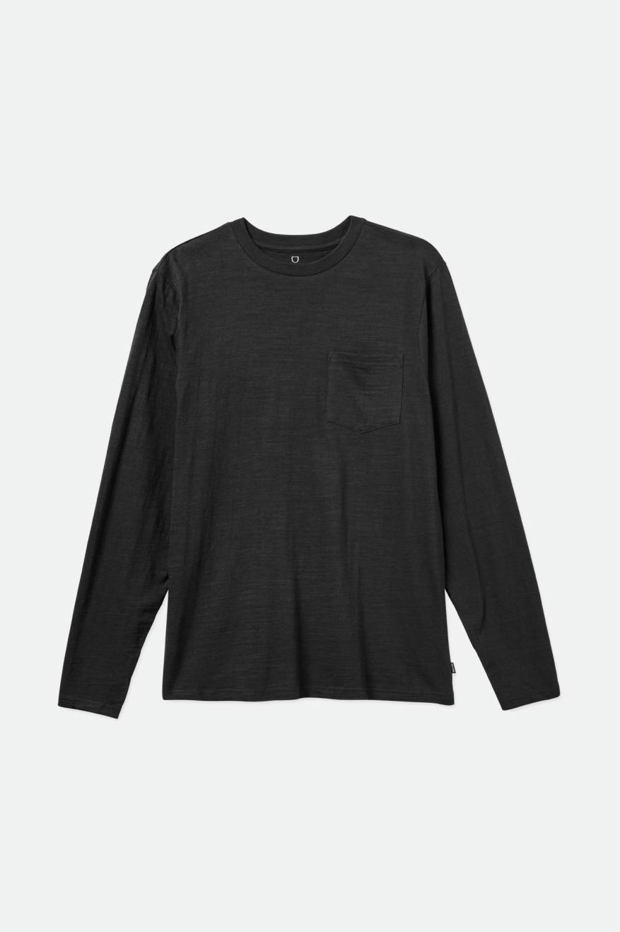 Black Brixton Basic Slub L/S Pocket Men's Knitwear | 183054POV