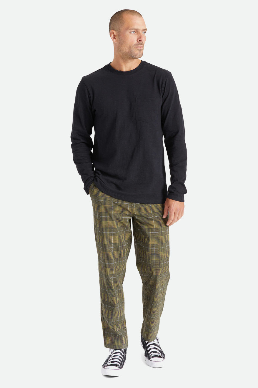 Black Brixton Basic Slub L/S Pocket Men's Tops | 289536PIV