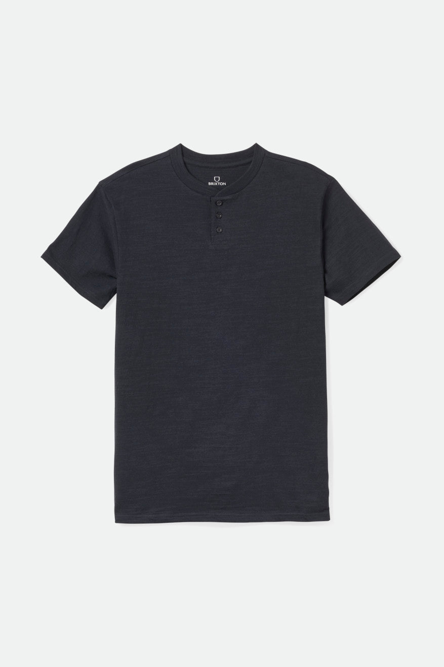 Black Brixton Basic Slub S/S Henley Men's Knitwear | 206518KIH