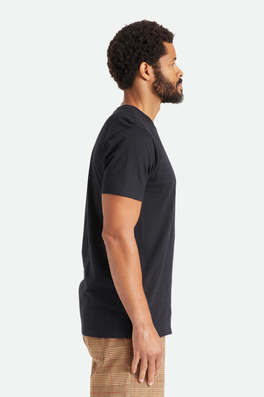 Black Brixton Basic Slub S/S Pocket Men's Tops | 250739BEG