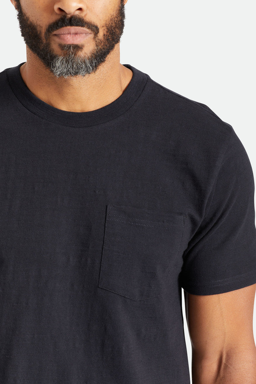 Black Brixton Basic Slub S/S Pocket Men's Tops | 250739BEG