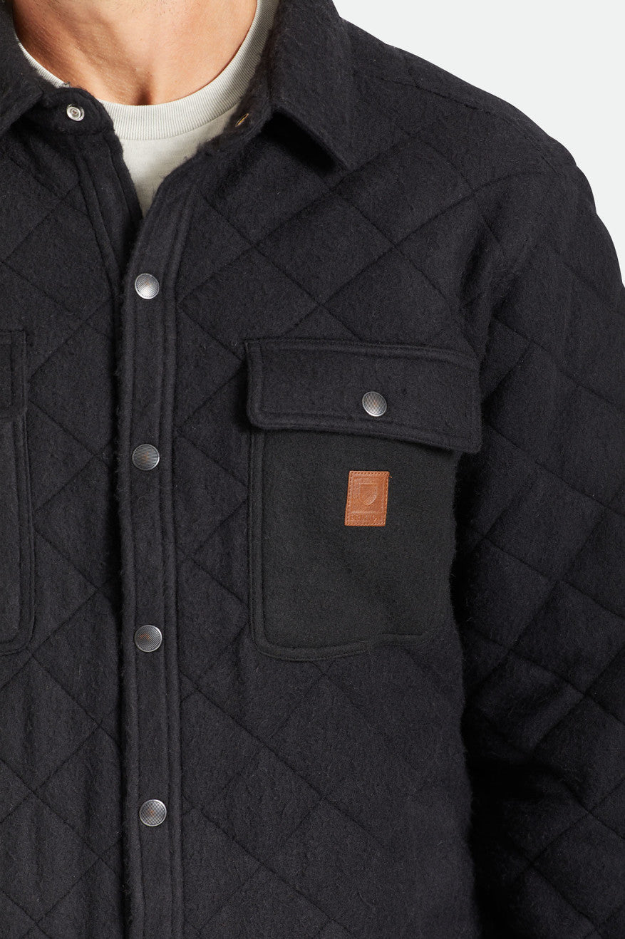 Black Brixton Cass Quilted Fleece Men's Jackets | 596317ZQF