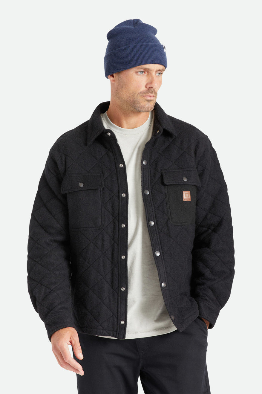 Black Brixton Cass Quilted Fleece Men's Jackets | 596317ZQF