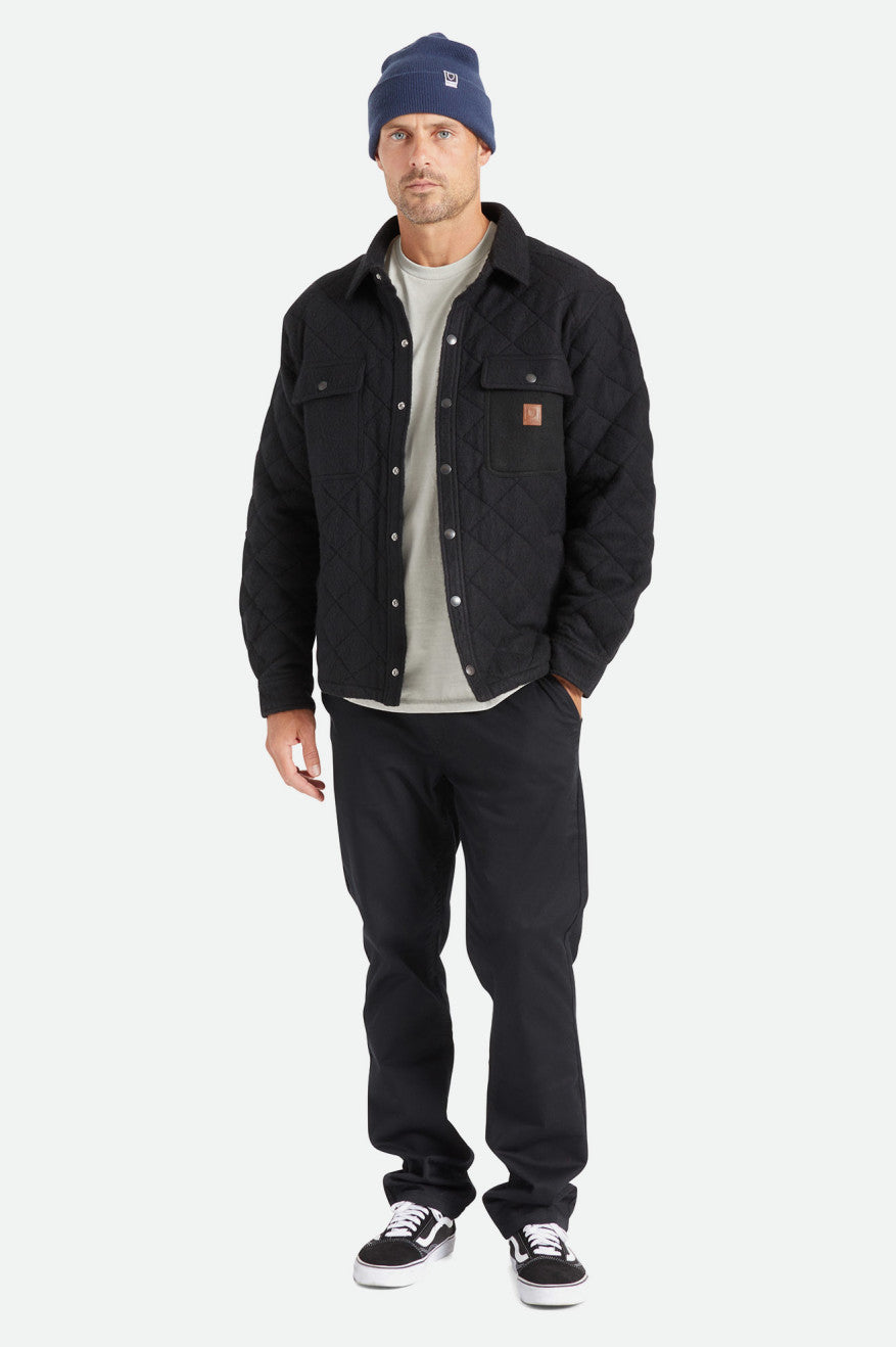 Black Brixton Cass Quilted Fleece Men's Jackets | 596317ZQF