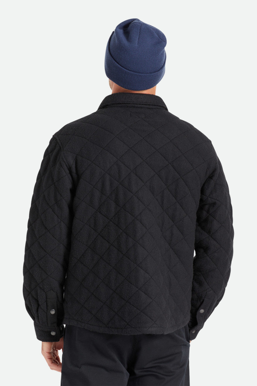 Black Brixton Cass Quilted Fleece Men's Jackets | 596317ZQF