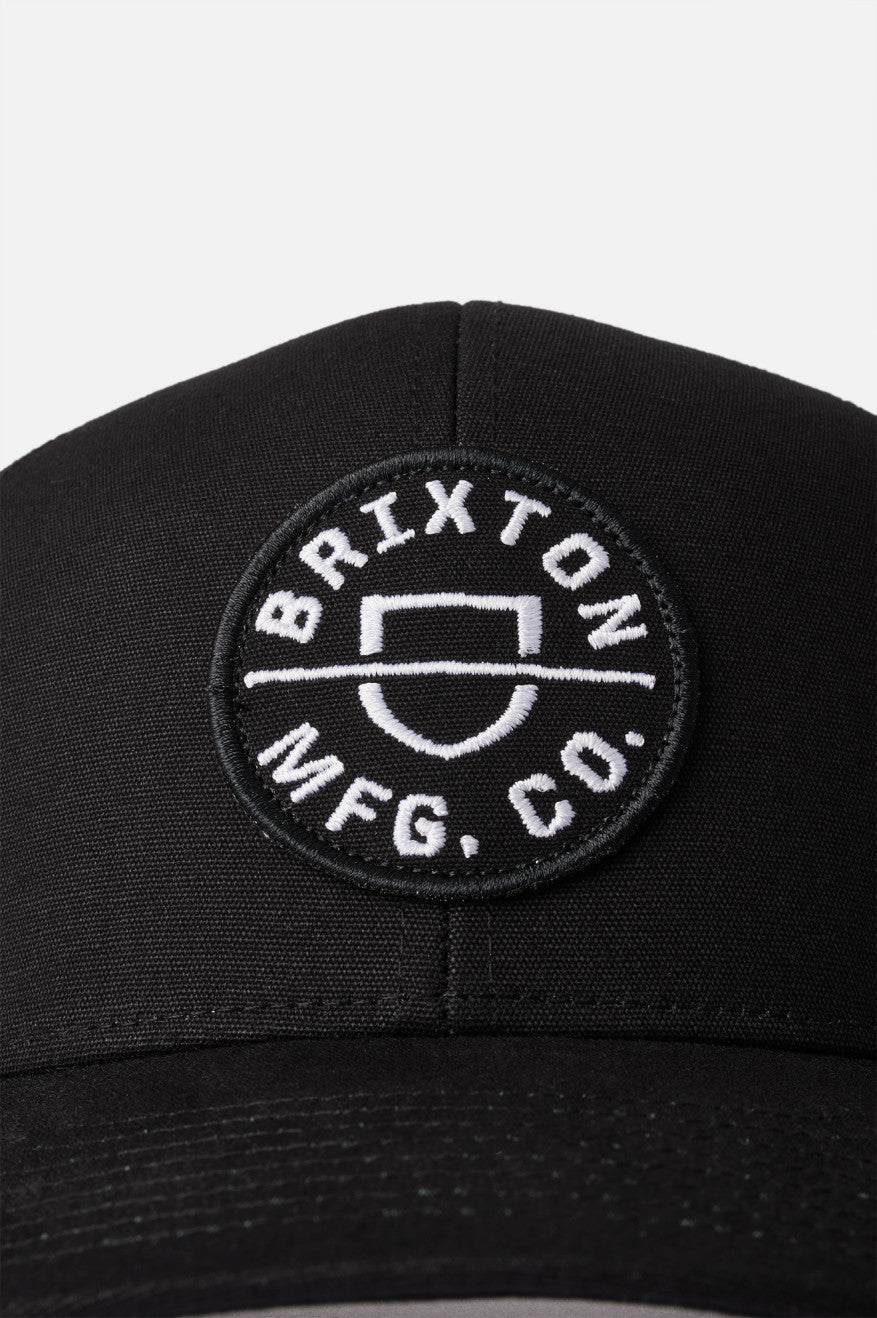 Black Brixton Crest NetPlus MP Trucker Hat Men's Caps | 273684WON