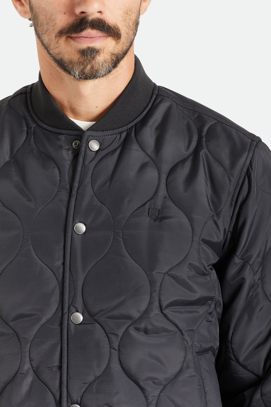 Black Brixton Dillinger Quilted Bomber Men's Jackets | 627401LHJ