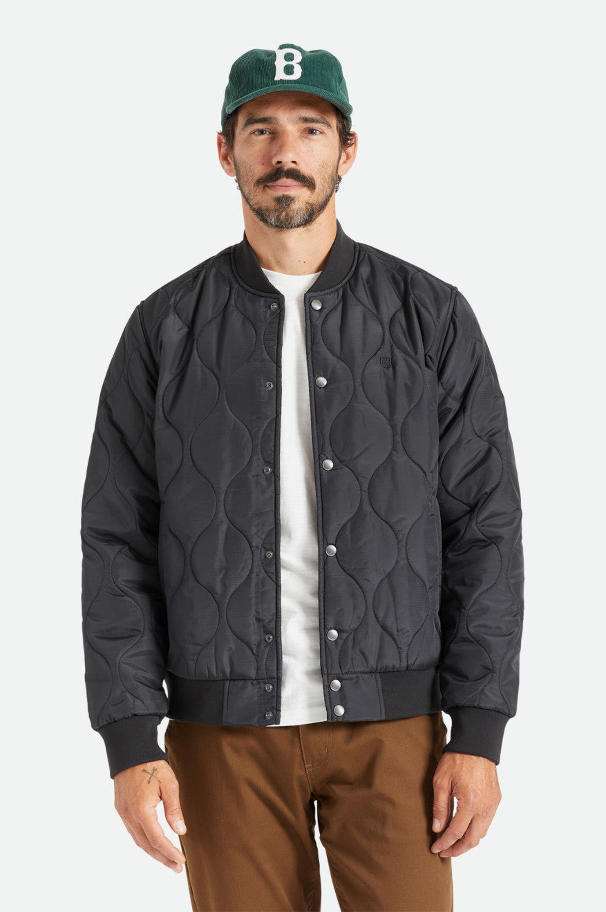 Black Brixton Dillinger Quilted Bomber Men\'s Jackets | 627401LHJ