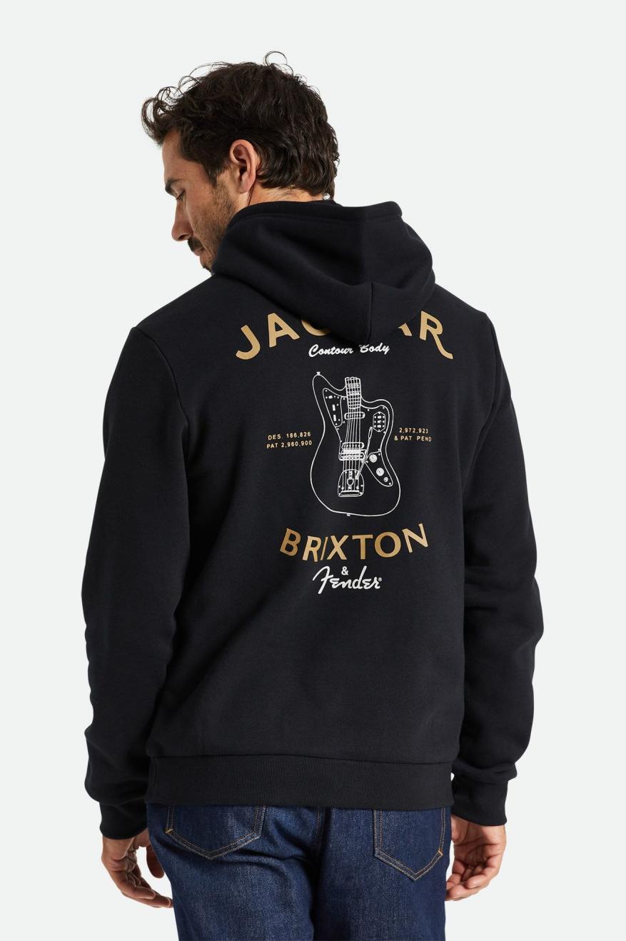 Black Brixton Fender Jaguar Claws Men's Hoodie | 384265WSU