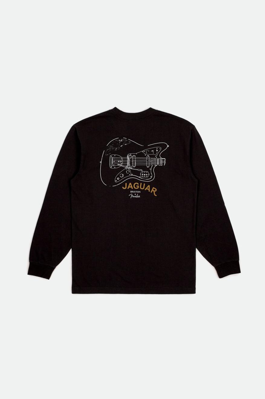 Black Brixton Fender Jaguar Contour L/S Standard Men's Tops | 049687GPH