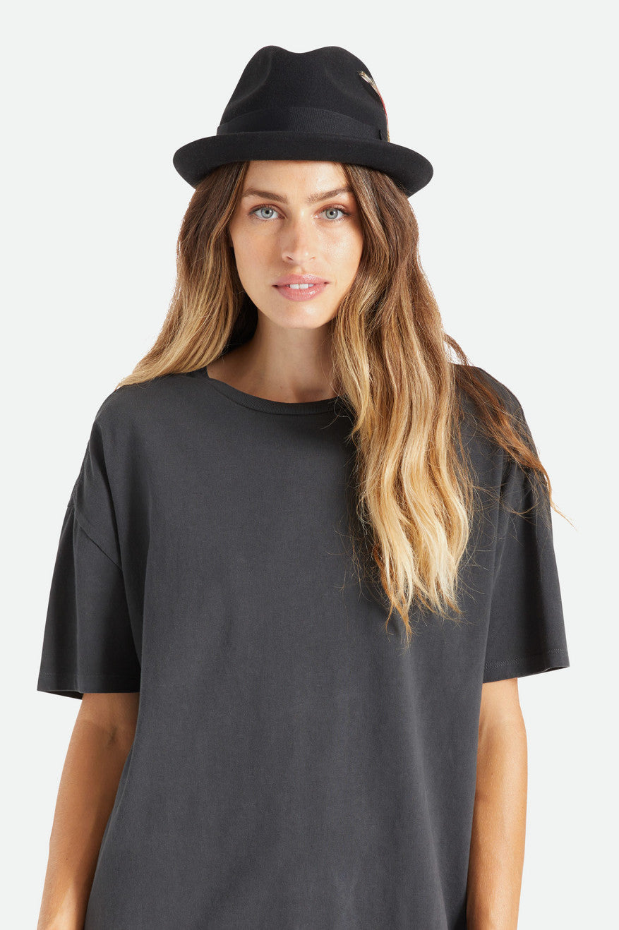 Black Brixton Gain Fedora Women's Fedoras | 931462CFP